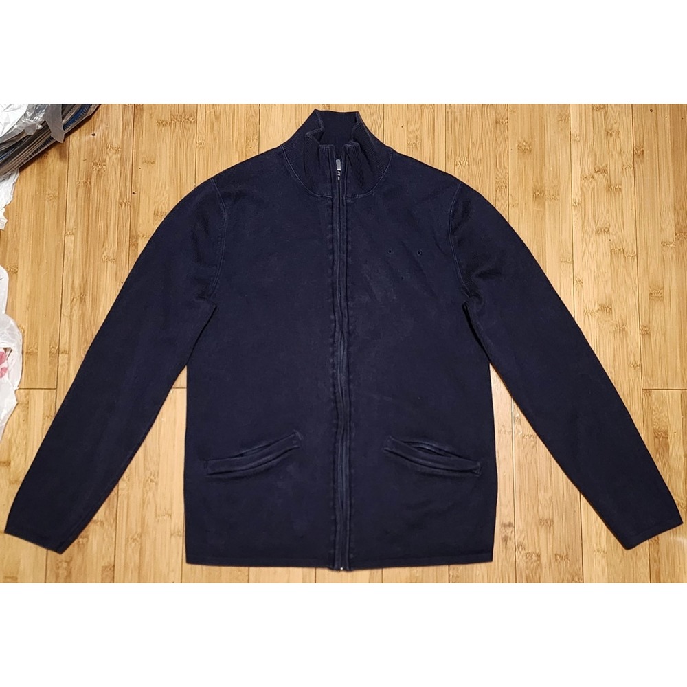 American Airlines by Lands End Cardigan Sweater Navy Blue Men Small Full Zip